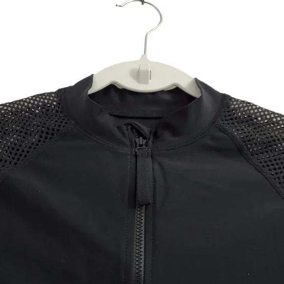 J. Crew Rash Guard Small Black Mesh Insert Long Sleeve Swim Cover Up Stretch - Picture 2 of 11